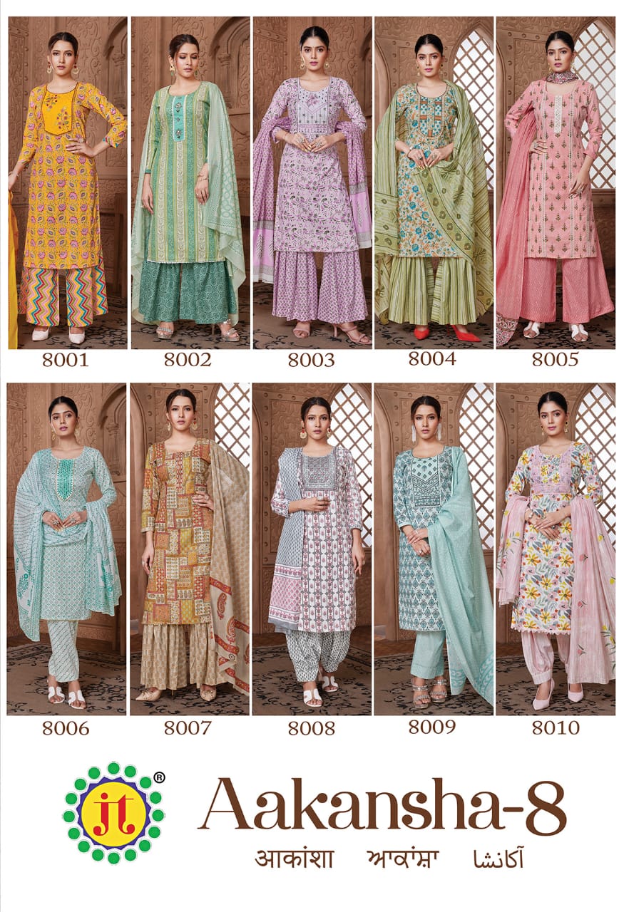 Jt Aakansha 8 Designer Cotton Dress Material Catalog
